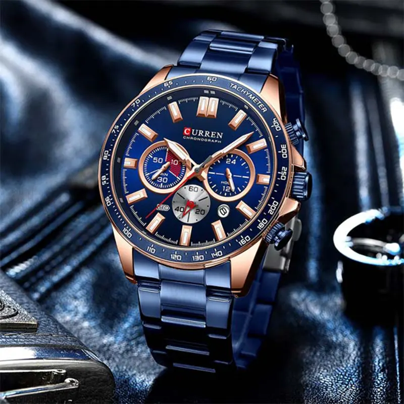 Curren Luxury Sport Blue Dial Men's Watch- 8418